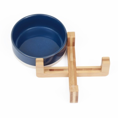 Ceramic bowl on a stand 450 ml 13 x 5 cm blue with white-4