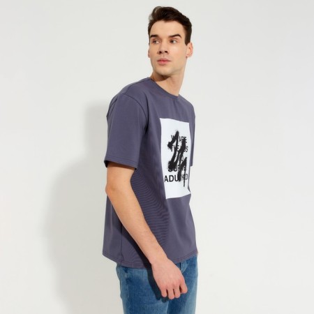 Men's T-shirt Minaku "Text" color gray, river 54-1