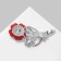 Brooch "Flower" in the weave, pink color in silver