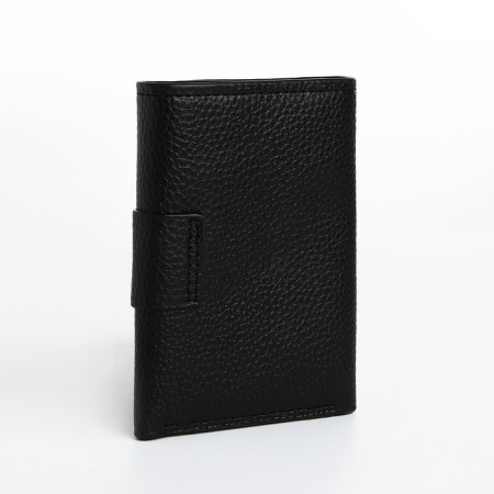 Male purse for magnet, department for bills, for maps, for coins, black color-1