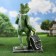 Garden figure "Frog with a suitcase in a gastuk" 66cm