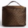 Cosmetic bag with a zipper, with a mirror, brown color