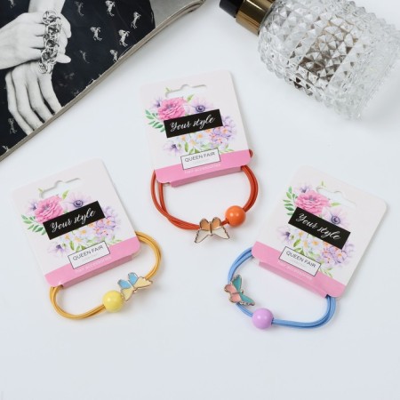 Hair elastic band "Melanie" butterfly ball, 5 cm, mix-1