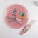 Glass cake with a shoulder blade "Hummingbird", d = 30 cm, blade 26.5 × 7 cm, pale pink color