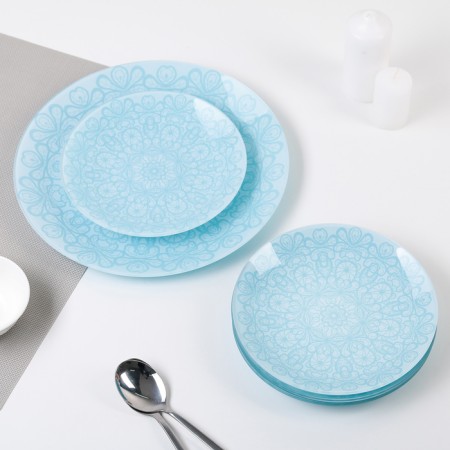 Dining Service "Lace", 7 items: D = 30 cm - 1 pc, d = 20 cm - 6 pcs, the color of the blue