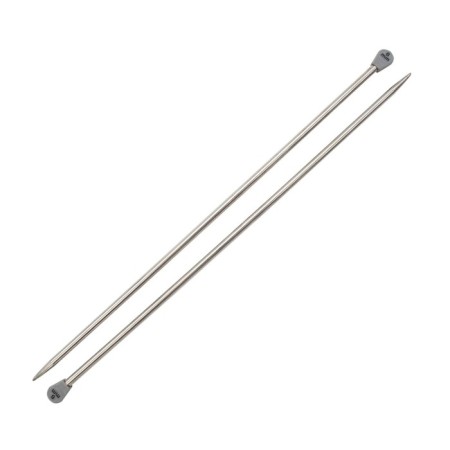 The knitting needles are straight, metal, 35 cm/6.0 mm-1