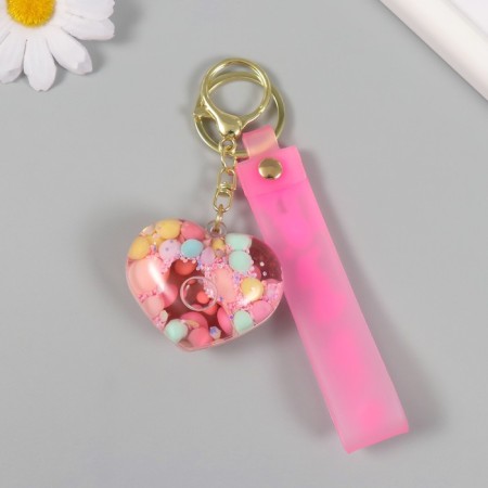 A keychain plastic with a carbine, a strap "Heart with balls" Water with a decor of 4.5x5x2 cm-3