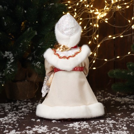 Snow Maiden "in a fur coat, with a strap and a scythe" moves, 30x15 cm, beige-3
