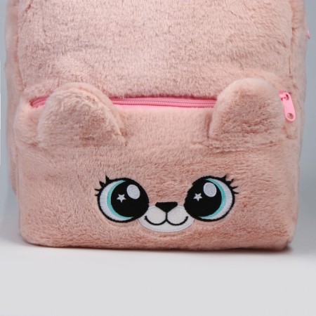 Baby backpack for the girl "Bear", plush, beige color-3