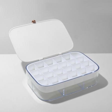 Steam for jewelry "Casket" 2 tiers, 30 cells, 18 × 14 × 5 cm, plastic, white color-4