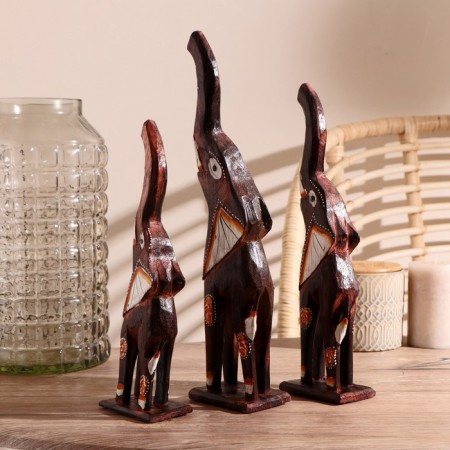 Souvenir tree (set 3 pcs) "Elephants trunks up stars on the ears" 35x24x5 cm mix-1