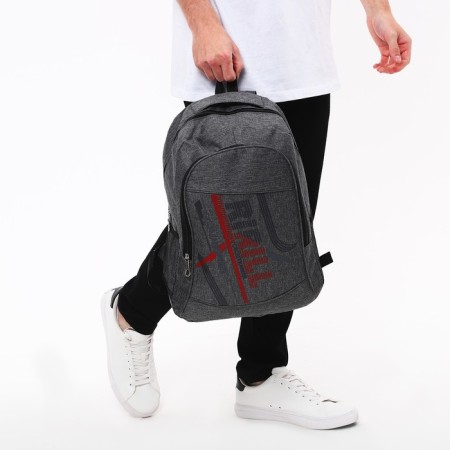 Male backpack on a zipper, 3 outer pockets, gray color-7