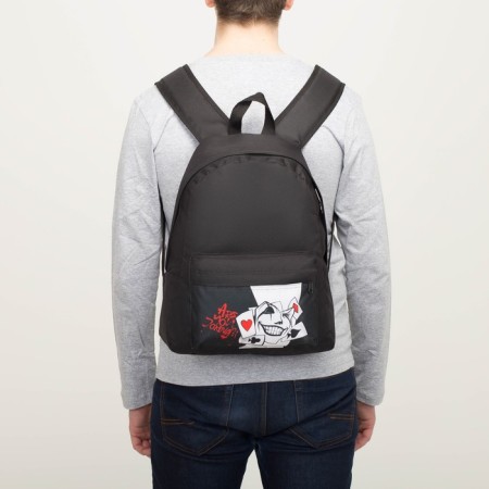 Backpack school youth "Joker", lightning department, external pocket, black color, 33x13x37 cm-9