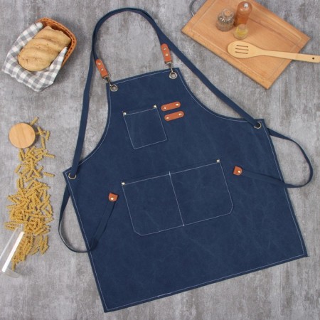 Apron Ethel with pockets Blue color, 75*68 cm p/e 50%, HL 50%