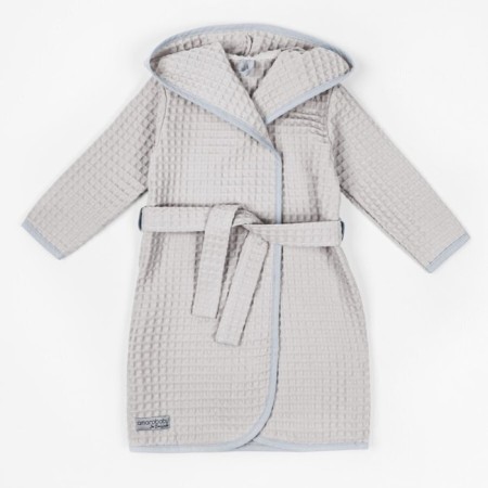 Халат детский с капюшоном Amarobaby Waffle, рост 98-104 см, цвет серый-7