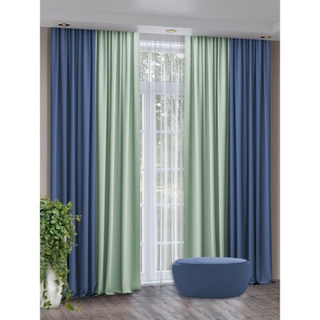 Set of curtains "Canvas", size 200x260 cm, 2 pcs, blue color, dusty menthol-5