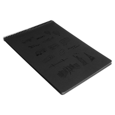 A4 sketchbook, 30 black sheets on the crest, Pattern, solid substrate, density 110 gr., Mix-4