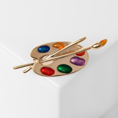 Brooch "Palette" of the artist, colored in gold-2