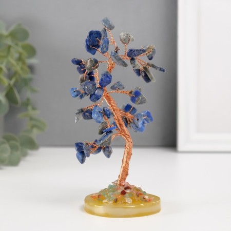 Bonsai souvenir "Cash tree" Blue 60 stones 5.5x5x5x15.5 cm-1
