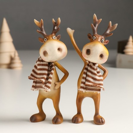 Souvenir Polystone "Losyash in a striped brown scarf - Hello!" MIX 5x7x15 cm