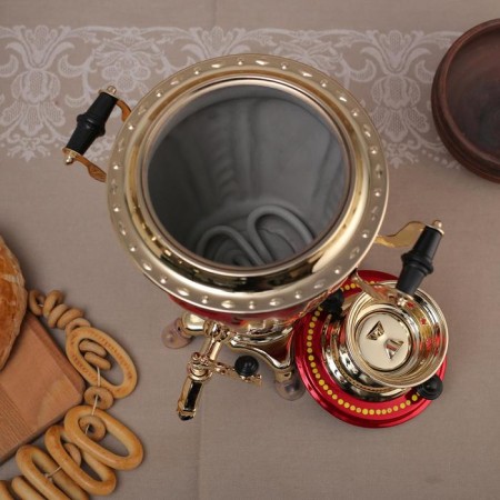 Samovar "Zhostovo on Red", glass, 3 l, electric-4