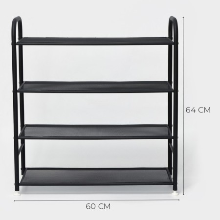 Metal shoe LadOM, 4 tiers, 60 × 27 × 64 cm, black color-2