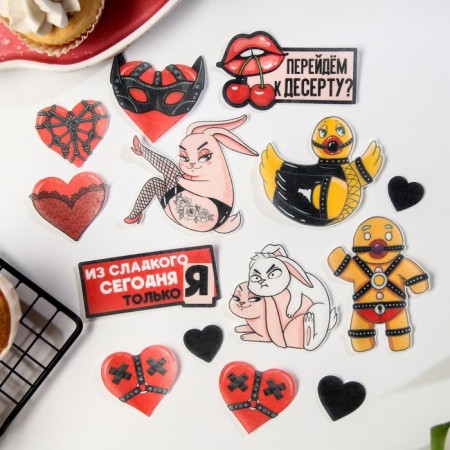 Waffle pictures edible “BDSM” for cupcakes, Konfinetta cake, 15 pcs.-2