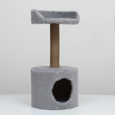 House for cats with a claw, with a sunbed, round, 35 x 35 x 70 cm, gray-1