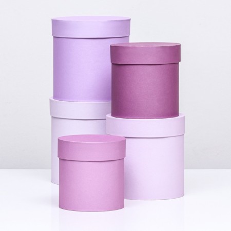 A set of round gift boxes 5 in 1 "Powder", 20 × 20 × 20–13.5 × 13.5 × 13.5 cm