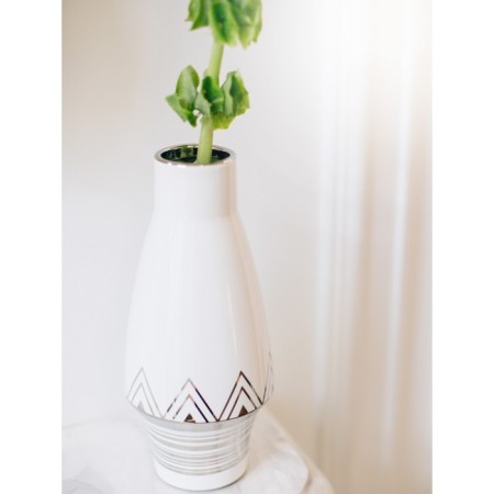 Decorative vase "Geometry", 11 × 11 × 25 cm, white color with silver-1
