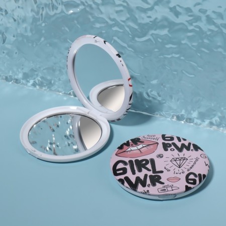 Folding mirror "Girl", with an increase, d = 7 cm, drawing mix-2