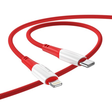 Hoco X70, Lightning cable - Type -C, PD 20 W, 2.4 A, 1 m, nylon braid, red-2