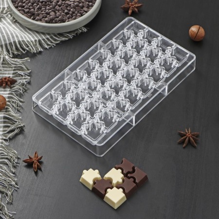 Form for chocolate and sweets “Puzzles”, 32 cells, 20 × 12 × 2.5 cm, cell 2 × 2 × 0.8 cm