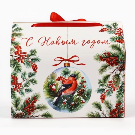Box for sweets "Happy New Year", bullfinch, 10 x 18 x 14 cm, new year-4