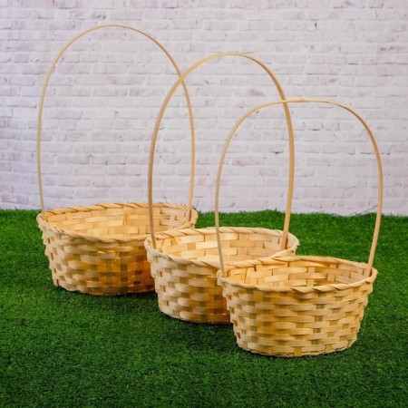 Set of wicker baskets, bamboo, 3 pcs., Natural color, medium