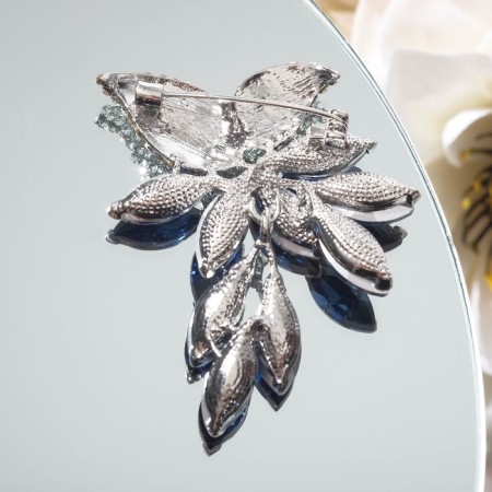 Brooch "drops" bunch, white-blue color in silver-1