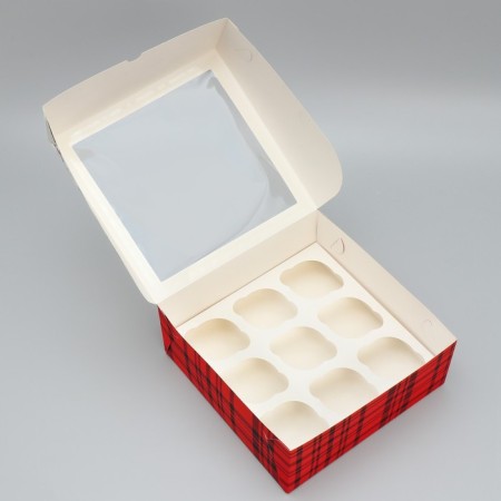 Folding box for 9 cupcakes with the window “Winter will give miracles!”, 25 x 25 x 10 cm, new year-3