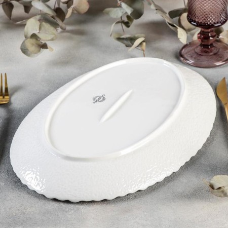 Porcelain oval porcelain Magistro "Blanche. Flower ", the color is white-2