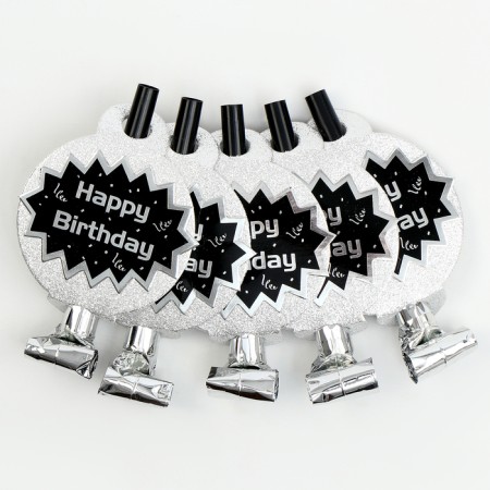 Carnival tongue "Happy Birthday" set of 5 pieces, color silver-1