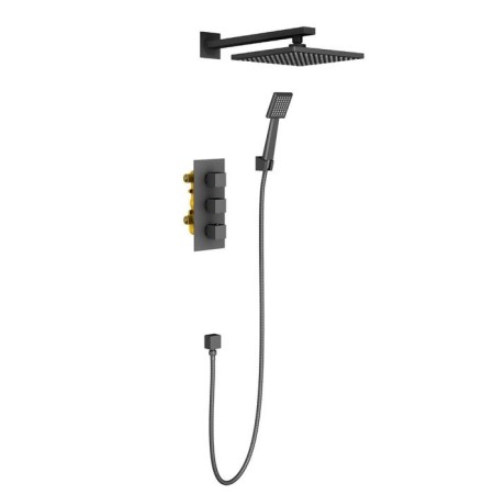 The shower system TIMO Tetra-Thermo SX-0179/03SM, built-in, tropical shower, watering can, black