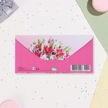 Money envelope "Happy Birthday!" lilies, 17 x 8 cm-2