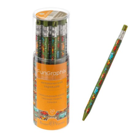 Pencil Mechanical Canging 2.0 mm Fungraphix "Machines", NV, hexagonal, plastic case, with a grind