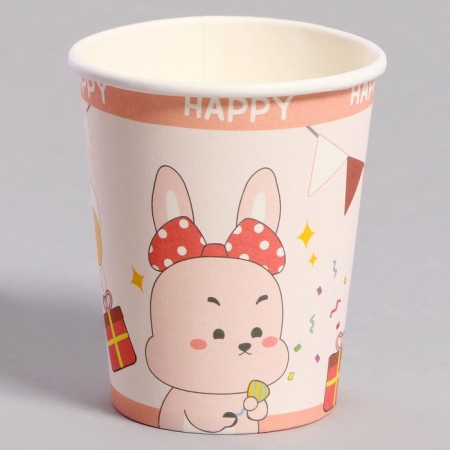 Paper glass "Happy Bunny", 6 pcs