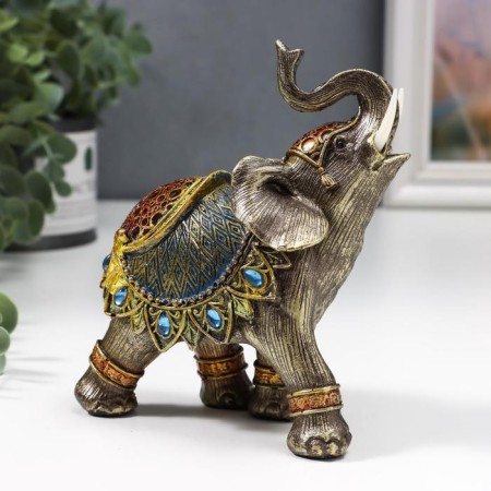 Souvenir Polystone "Elephant in Blue Popone with sapphires" MIX 14x13x6 cm-2