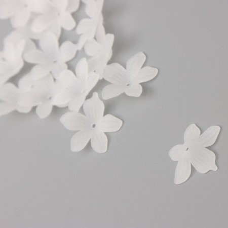 Beads for creativity plastic "Petunia White matte" set 40 pcs 2x2 cm-2