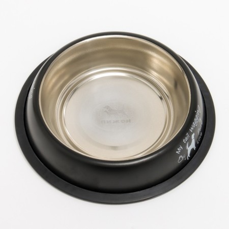 A bowl with a non -slip base with a print, 445 ml, black-2