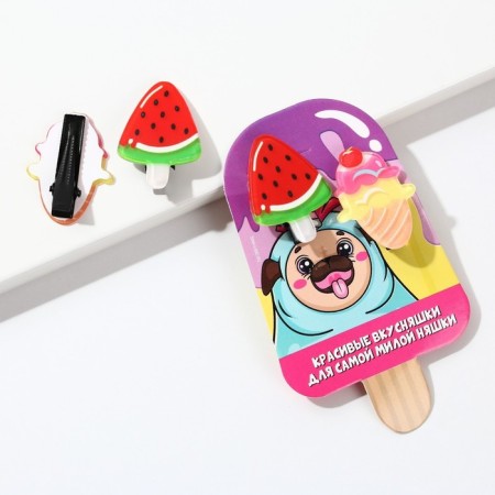 Hair clips for children "Beautiful yummy", 2 pcs, 3 x 1.5 cm-1