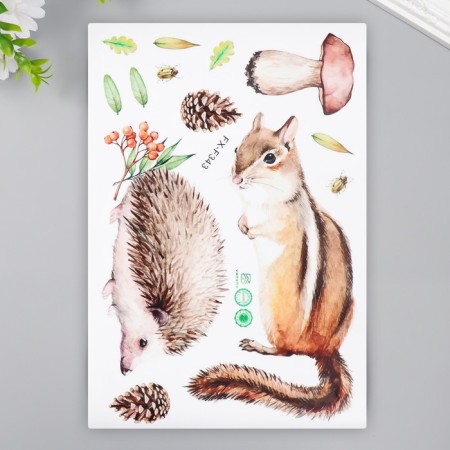 Sticker Plastic Interior Color "Hedgehog and Burunduk" 20x29 cm-1