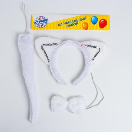 Carnival set "Sharp ears" three objects: rim, bow, tail, species mix-1