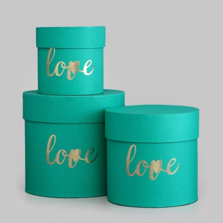 Set of hats 3 in 1 "love" green, 16 x 15.5 - 11 x 10.5 cm-1